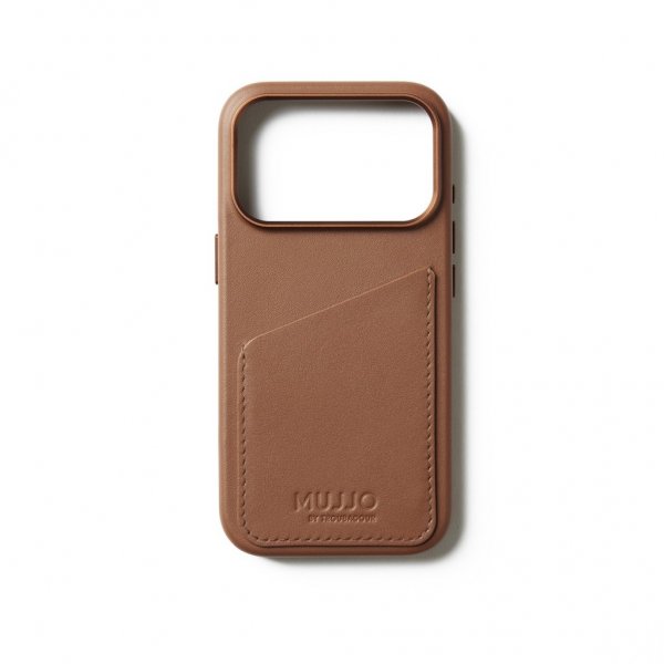 Mujjo iPhone 17 Pro Skal Full Leather Wallet Case MagSafe Tan