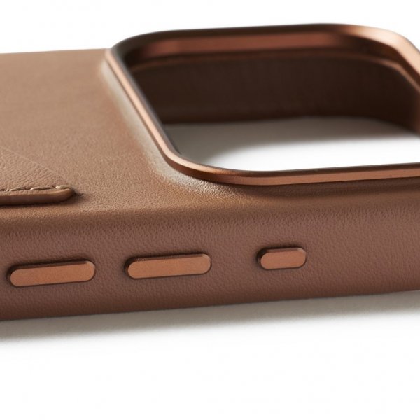 Mujjo iPhone 17 Pro Skal Full Leather Wallet Case MagSafe Tan
