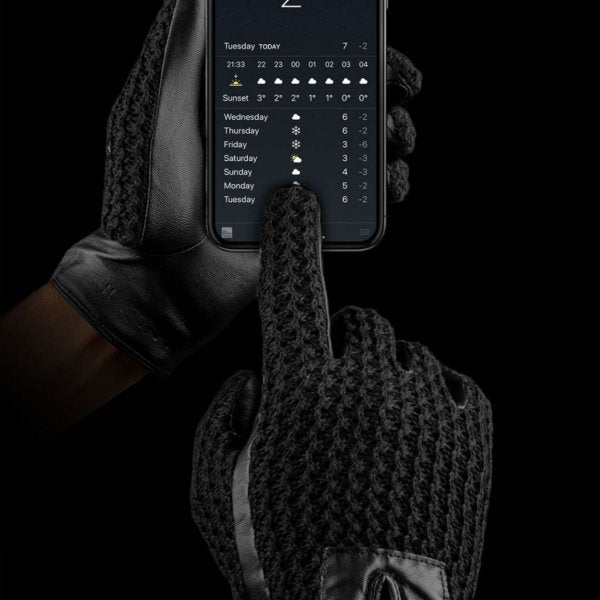 Mujjo Leather Crochet Touchscreen Gloves Size 8