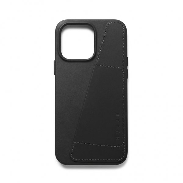 Mujjo iPhone 14 Pro Max Skal Full Leather Wallet Case Svart