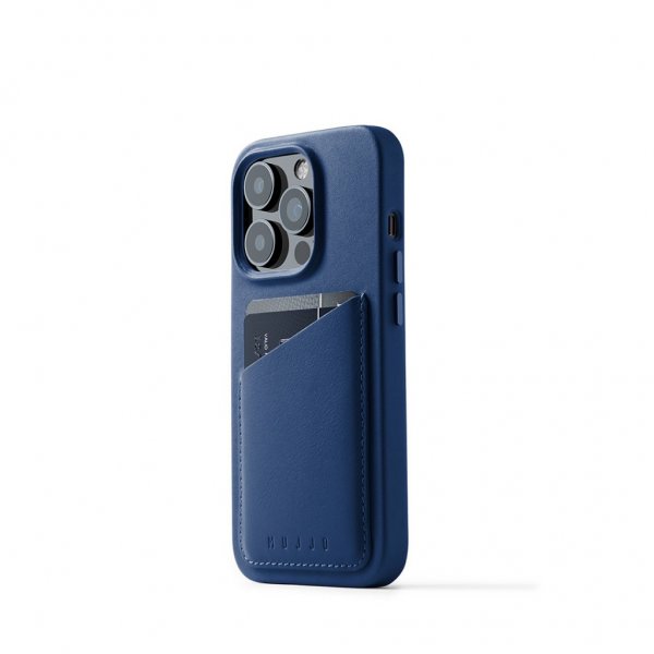 Mujjo iPhone 14 Pro Skal Full Leather Wallet Case Svart