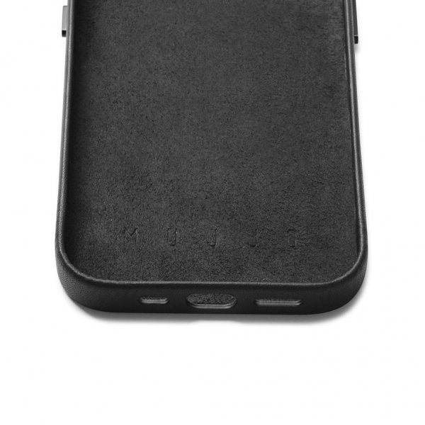 Mujjo iPhone 14 Skal Full Leather Wallet Case Svart