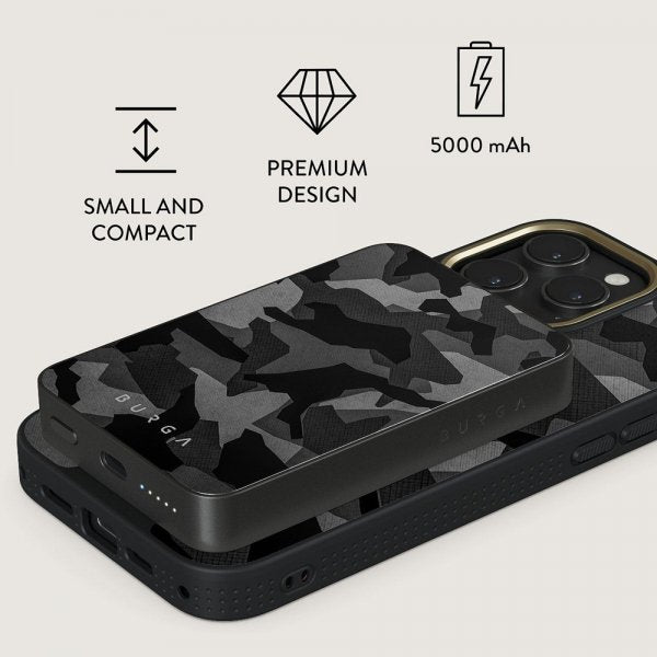 Burga Powerbank MagSafe 5000 mAh Night Black Camo Metallgrå