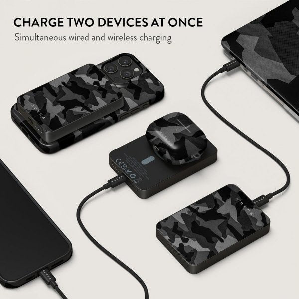 Burga Powerbank MagSafe 5000 mAh Night Black Camo Metallgrå