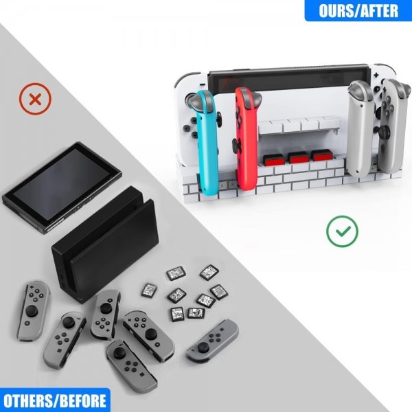 Nintendo Switch Laddningsdocka för Joy-Cons med Spelförvaring Vit