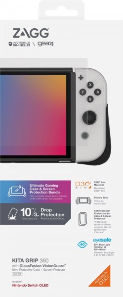 Gear4 Nintendo Switch OLED Skal med Skärmskydd Kita Grip 360 Clear