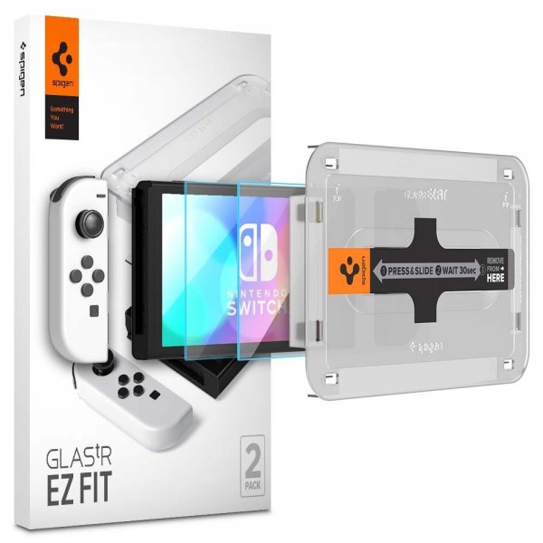 Spigen Nintendo Switch OLED Skärmskydd GLAS.tR EZ Fit 2-pack