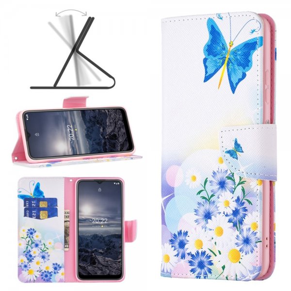 Nokia G11/G21 Fodral Motiv Fjärilar och Blommor