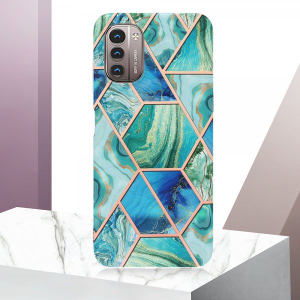 Nokia G11/G21 Skal Marmormönster Grön