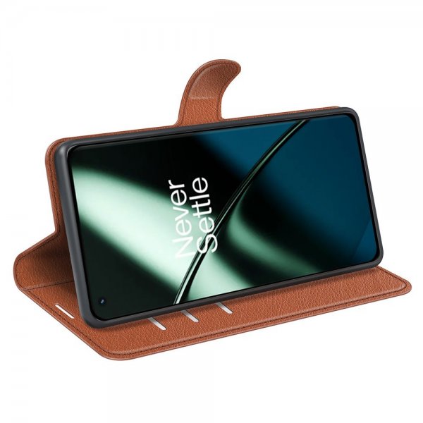 OnePlus 11 Fodral Litchi Brun