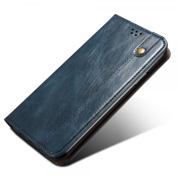 OnePlus 11 Fodral Retro Lädertextur Sömnad Blå