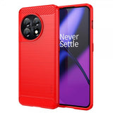 Mofi OnePlus 11 Skal Borstad Kolfibertextur Röd