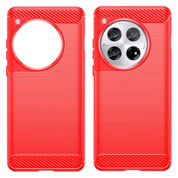 OnePlus 12 Skal Borstad Kolfibertextur Röd