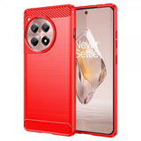 OnePlus 12R Skal Borstad Kolfibertextur Röd