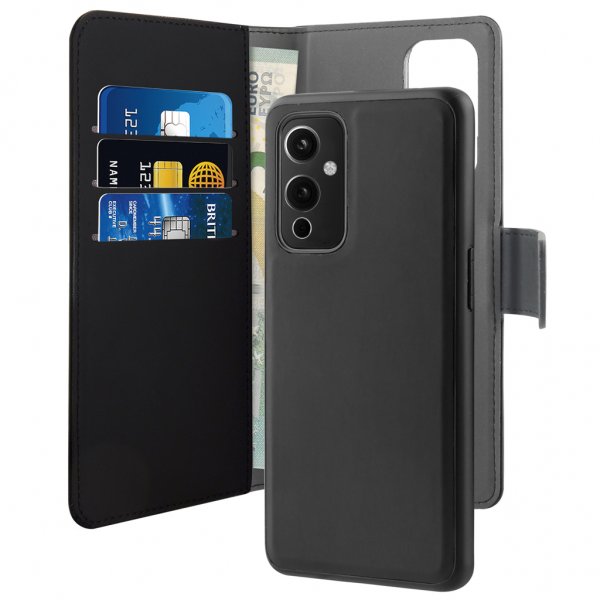 Puro OnePlus 9 Fodral Wallet Detachable 2 in 1 Löstagbart Skal Svart