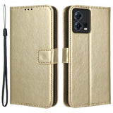 Motorola Edge 30 Fusion Fodral Lädertextur Guld