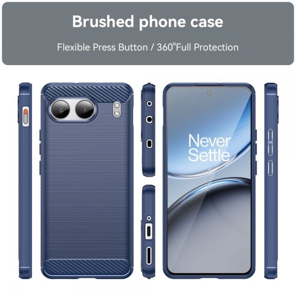 OnePlus Nord 4 Skal Borstad Kolfibertextur Blå