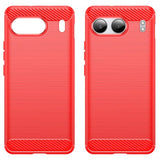 OnePlus Nord 4 Skal Borstad Kolfibertextur Röd