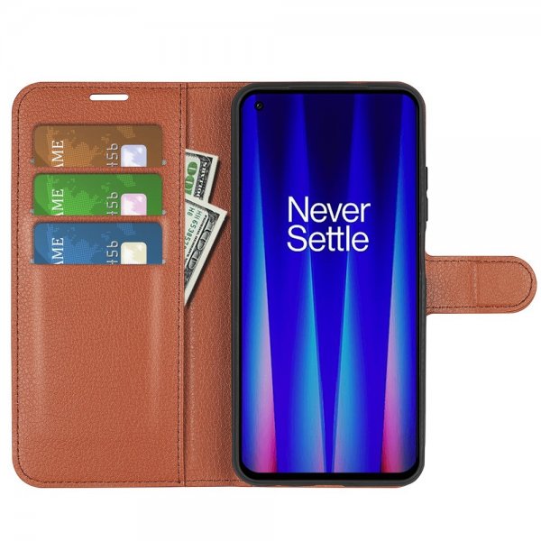 OnePlus Nord CE 2 5G Fodral Litchi Brun