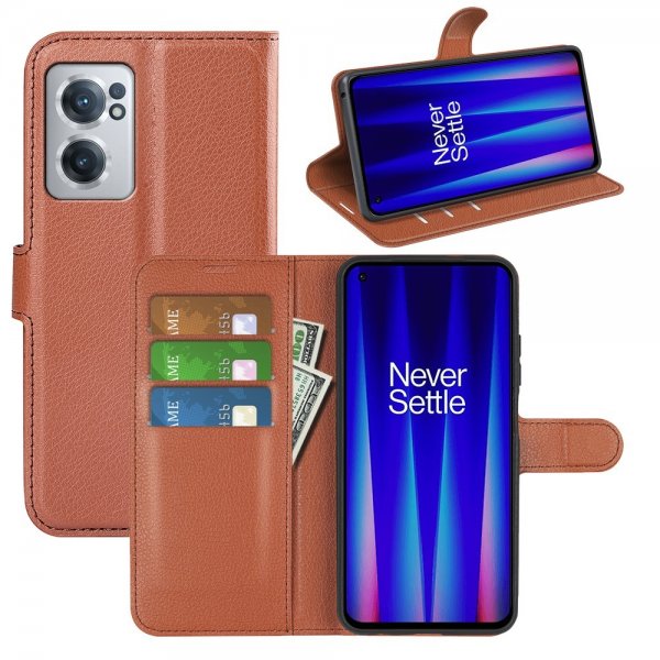 OnePlus Nord CE 2 5G Fodral Litchi Brun