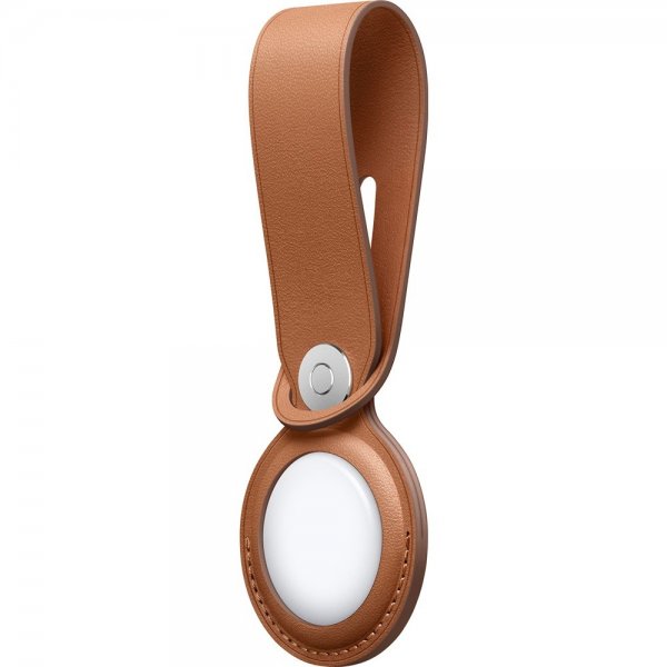 Apple Original AirTag Hållare Leather Loop Saddle Brown