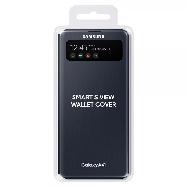 Samsung Original Galaxy A41 Fodral Smart S View Wallet Cover Svart