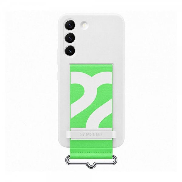 Samsung Original Galaxy S22 Plus Skal Silicone Cover with Strap Vit