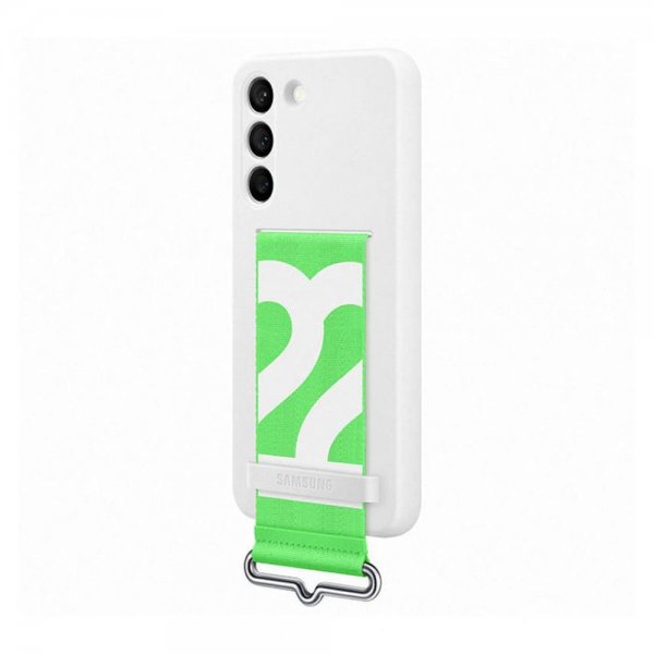 Samsung Original Galaxy S22 Plus Skal Silicone Cover with Strap Vit