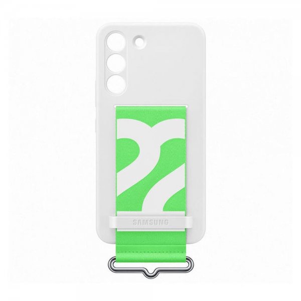 Samsung Original Galaxy S22 Plus Skal Silicone Cover with Strap Vit