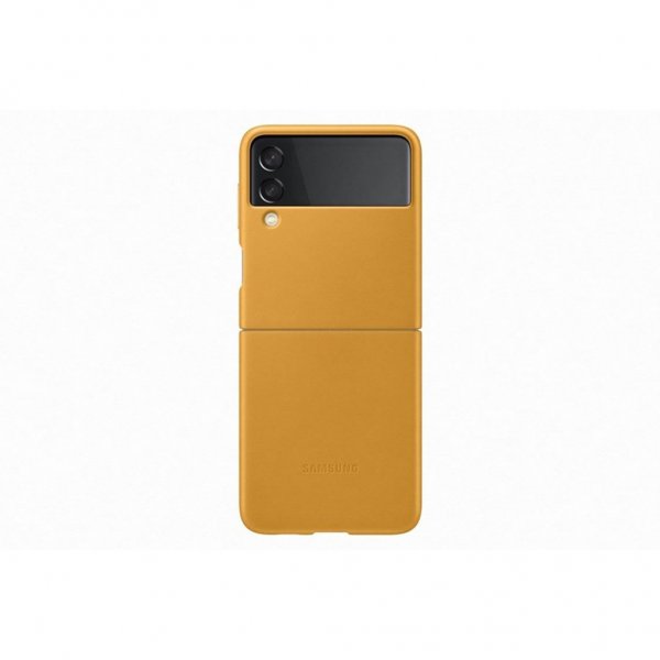 Samsung Original Galaxy Z Flip 3 Skal Leather Cover Mustard