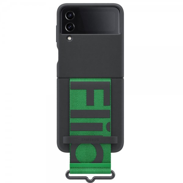 Samsung Original Galaxy Z Flip 4 Skal Silicone Cover with Strap Svart