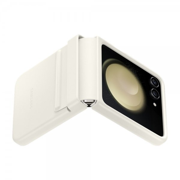 Samsung Original Galaxy Z Flip 5 Skal Flap Eco-Leather Case Cream