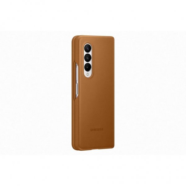 Samsung Original Galaxy Z Fold3 Skal Leather Cover Camel