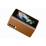 Samsung Original Galaxy Z Fold3 Skal Leather Cover Camel