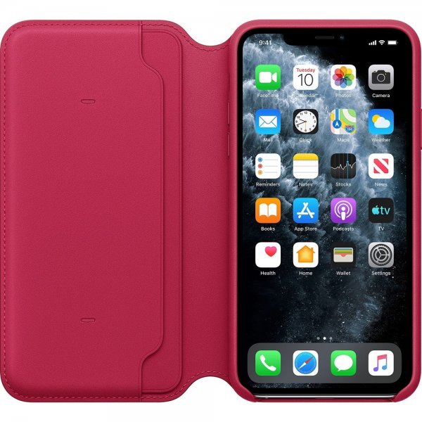 Apple Original iPhone 11 Pro Max Fodral Leather Folio Raspberry