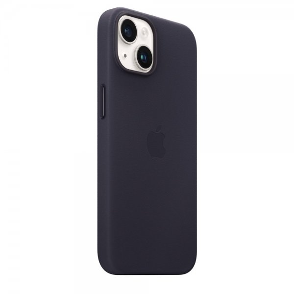 Apple Original iPhone 14 Plus Skal Leather Case MagSafe Svartlila