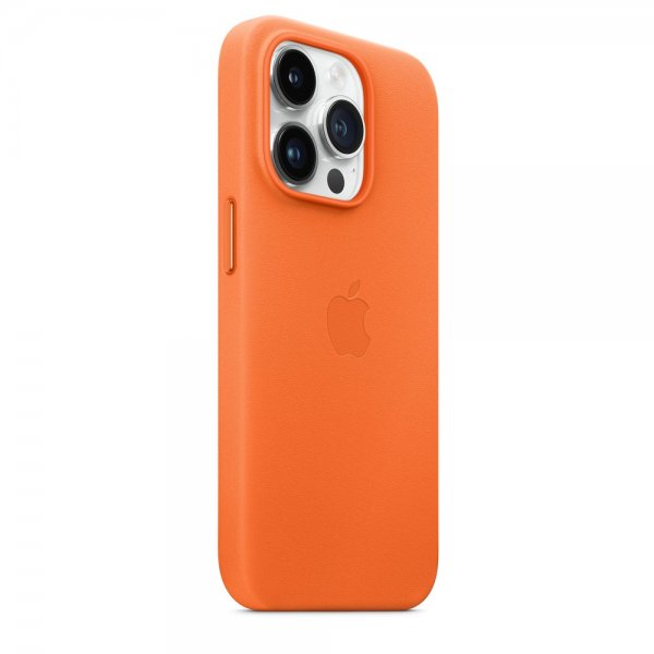Apple Original iPhone 14 Pro Max Skal Leather Case MagSafe Orange
