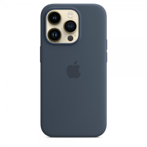 Apple Original iPhone 14 Pro Max Skal Silicone Case MagSafe Storm Blue