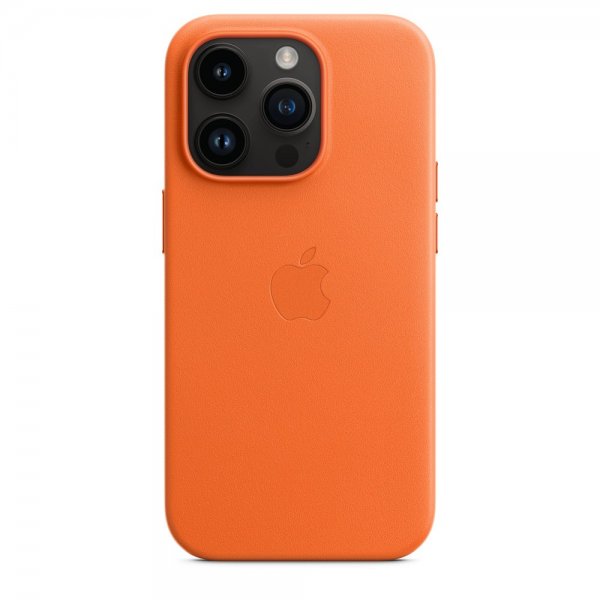 Apple Original iPhone 14 Pro Skal Leather Case MagSafe Orange