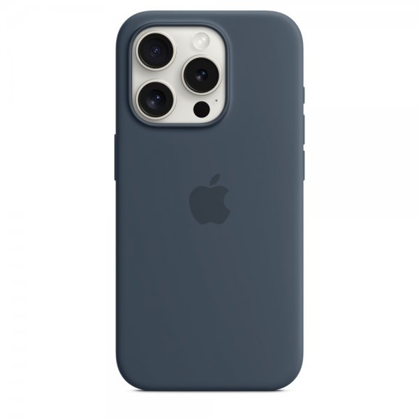 Apple Original iPhone 15 Pro Max Skal Silikon MagSafe Stormblå