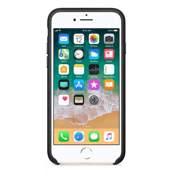 Apple Original iPhone 8 Skal Leather Case Svart