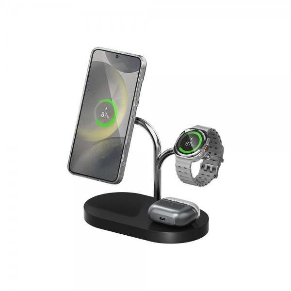 Samsung Original Trådlös Laddare 3in1 Wireless Charger Qi2 Magnetisk Svart