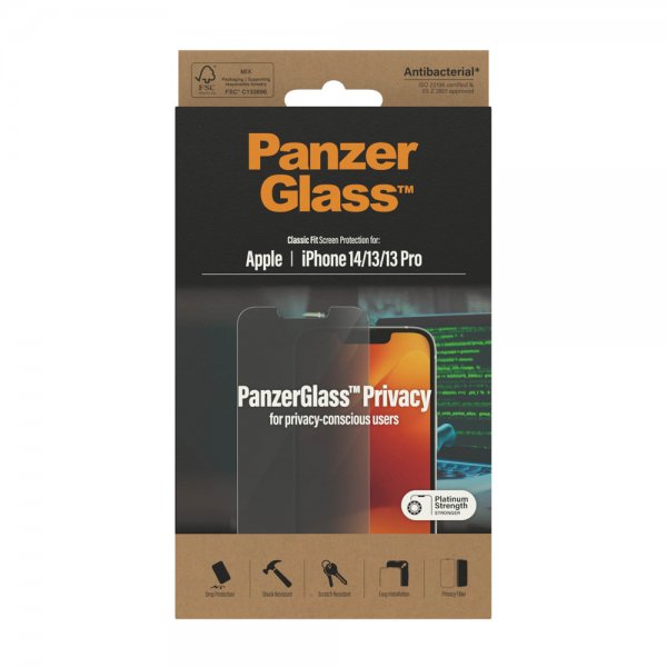 PanzerGlass iPhone 13/iPhone 13 Pro/iPhone 14 Skärmskydd Classic Fit Privacy