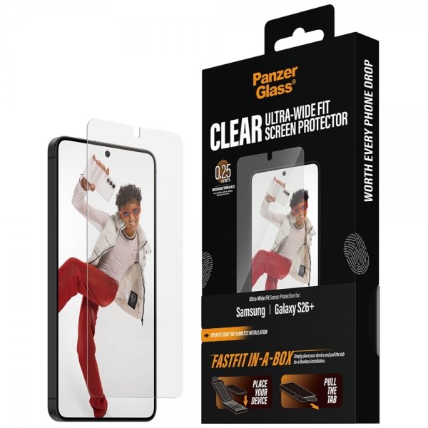 PanzerGlass Samsung Galaxy S26 Plus Skärmskydd Fastfit In-a-Box