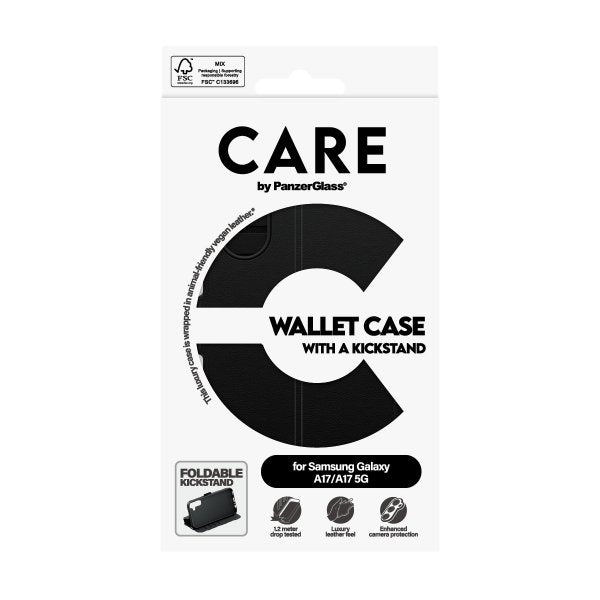 CARE by PanzerGlass Samsung Galaxy A17 Fodral Wallet Kickstand Svart