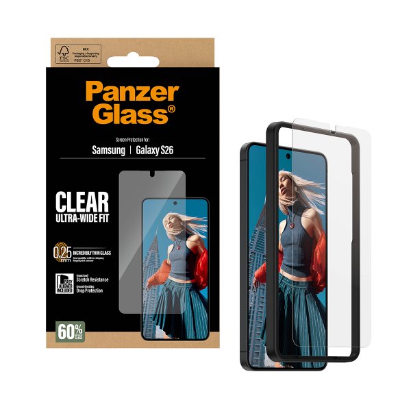 PanzerGlass Samsung Galaxy S26 Skärmskydd Ultra-Wide Fit EasyAligner