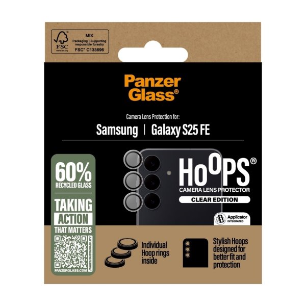 PanzerGlass Samsung Galaxy S25 FE Kameraskydd Hoops Transparent