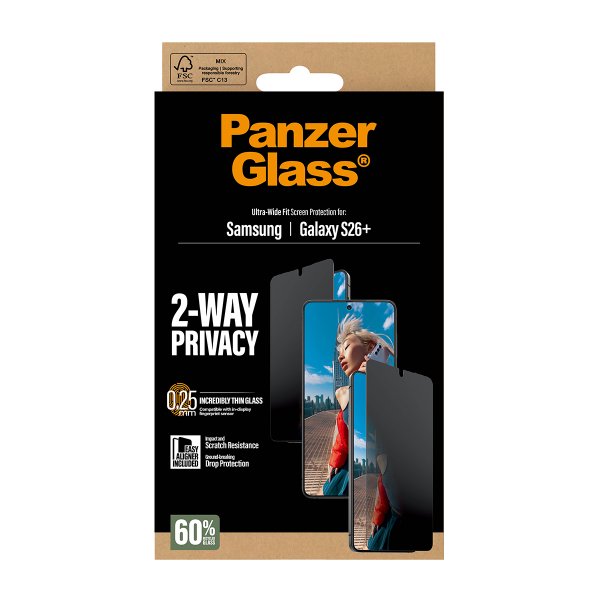 PanzerGlass Samsung Galaxy S26 Plus Skärmskydd Ultra-Wide Fit Privacy EasyAligner