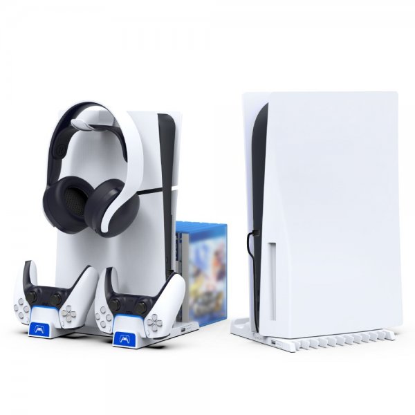 Ipega PS5/PS5 Slim Dockningsstation Kylningsfläkt Kontrolladdning Spelförvaring