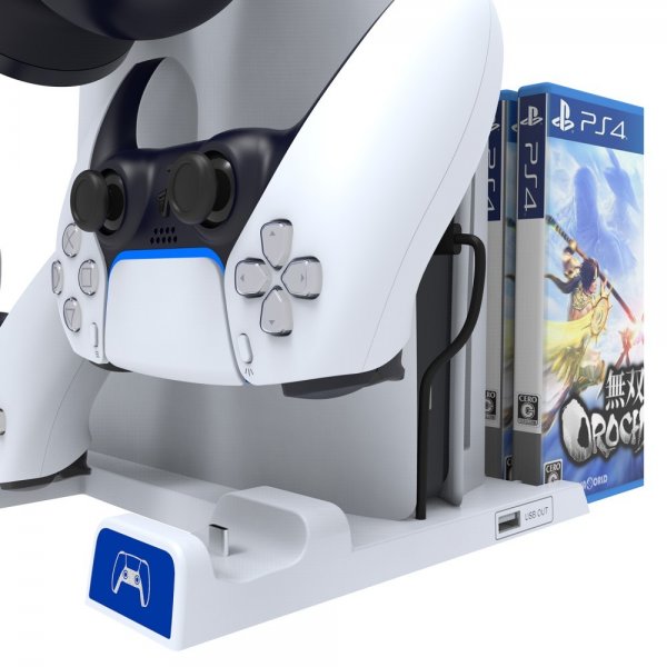 Ipega PS5/PS5 Slim Dockningsstation Kylningsfläkt Kontrolladdning Spelförvaring